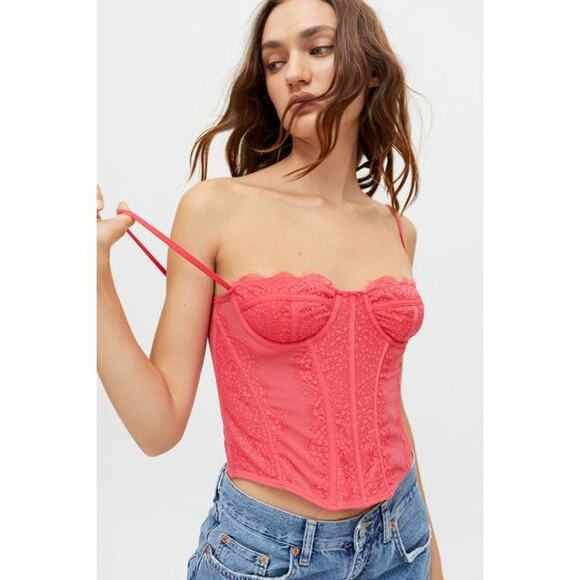 Out From‎ Under Urban Outfitters Modern Love Pink Corset tank top - Picture 2 of 7